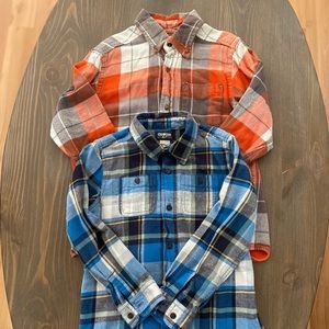 2 boys button up flannels